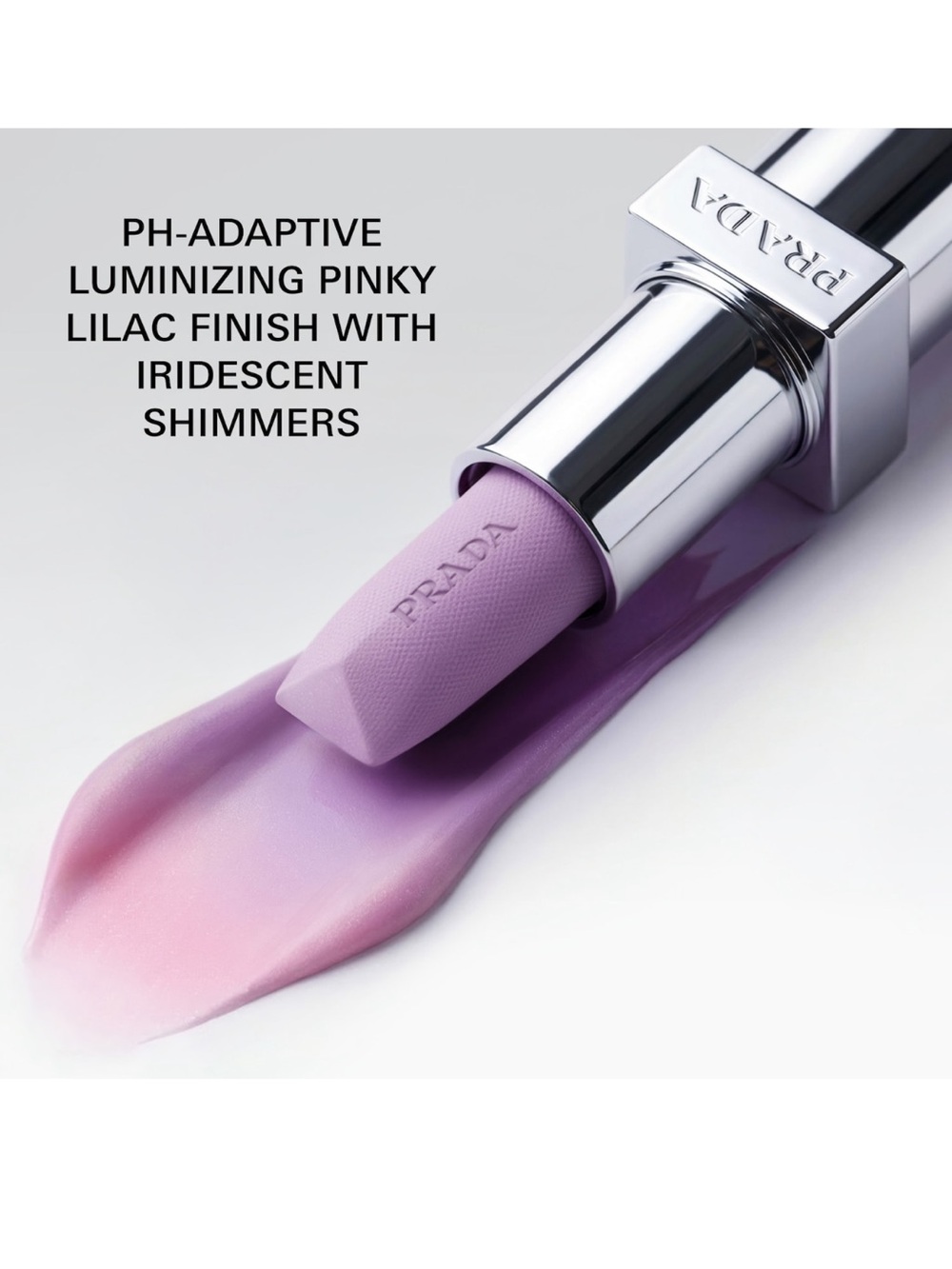 Prada Balm in U003 Wisteria Gleams PH Pinky Lilac Finish with Iridescent Shimmer